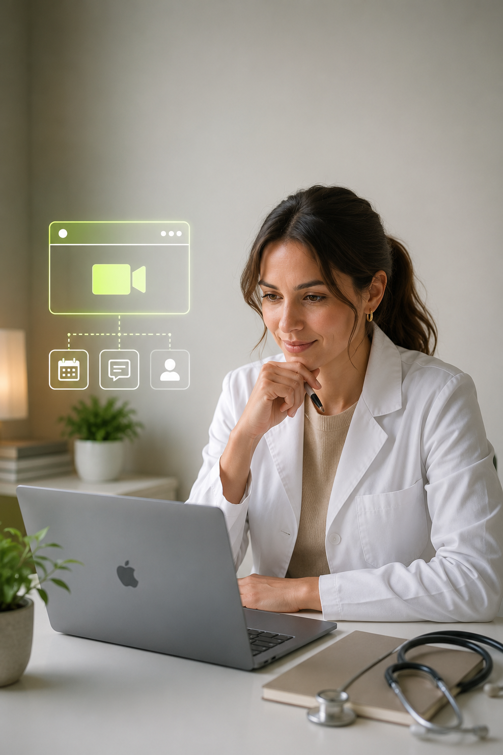 Profesional de la salud atendiendo online